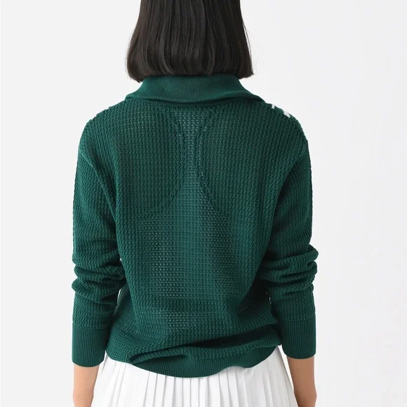 Varley Savannah Forest Green & White Knit Pullover | S - Picture 2 of 8